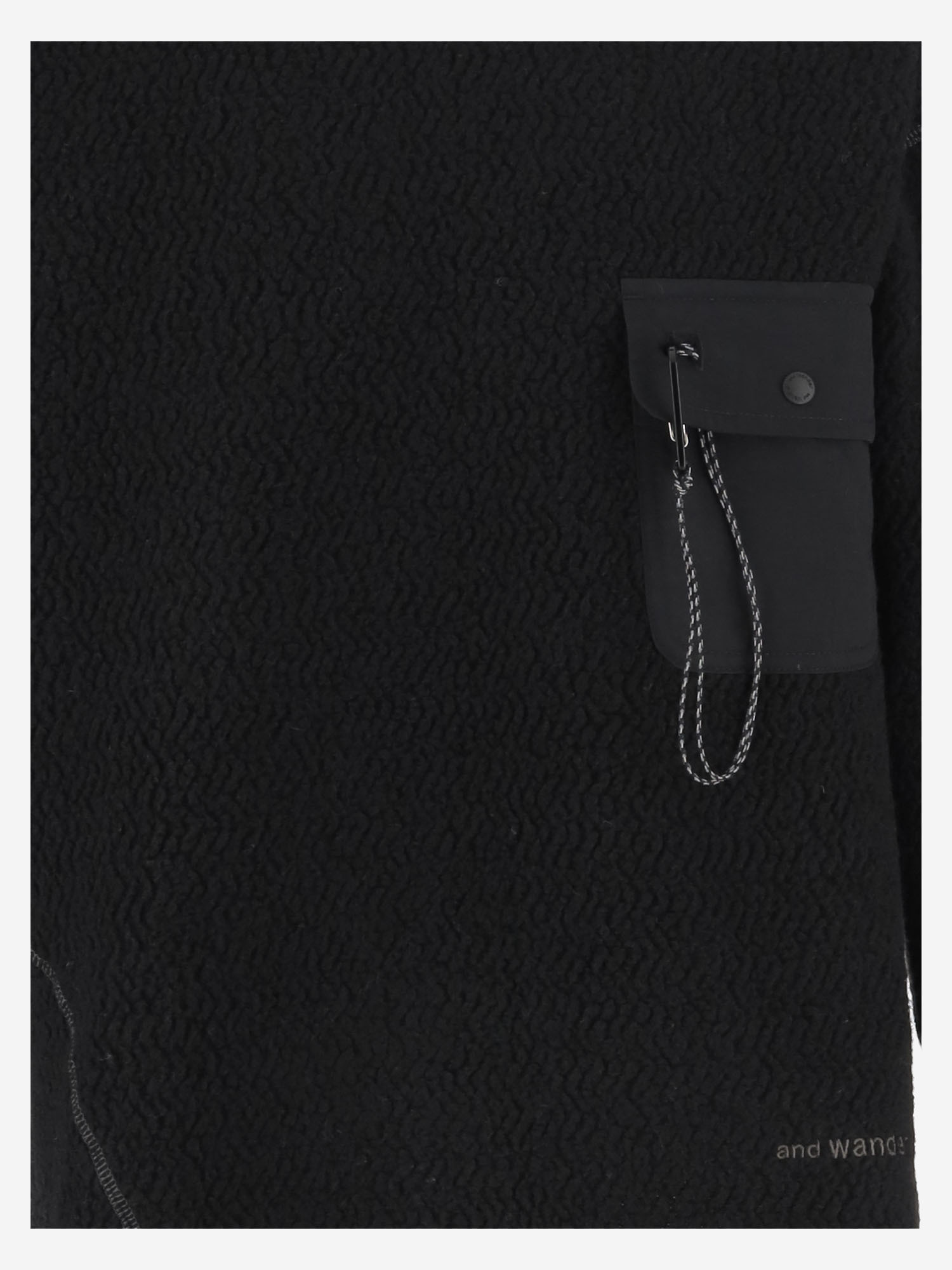 And Wander Black Re Wool Jq Crewneck Sweater In Black