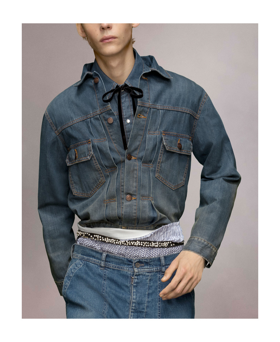MAISON MARGIELA PLEATED DENIM JACKET