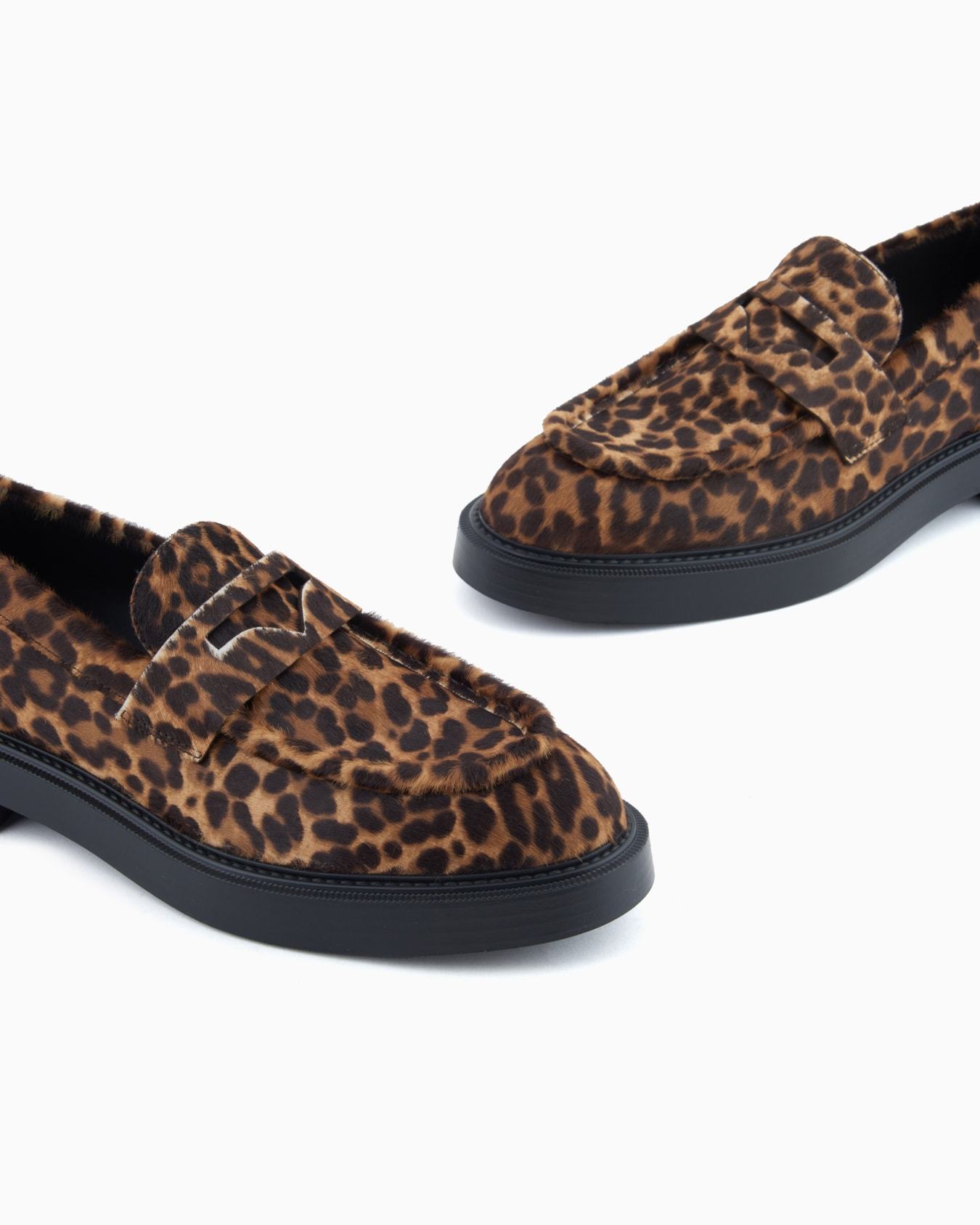 Emporio Armani Animal Print Low Block Heel Loafers In Animal Print