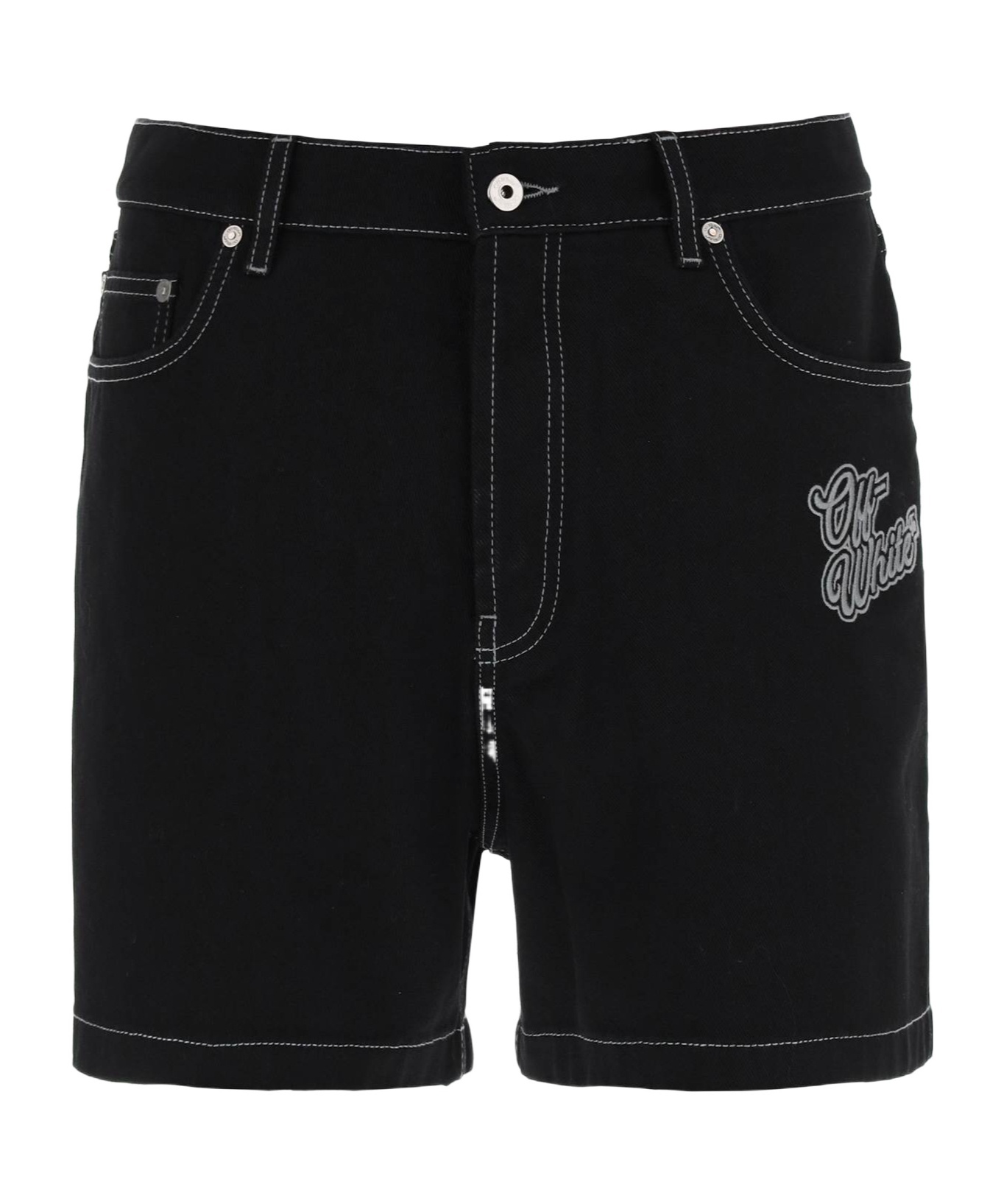 Off-white Off White™ Black Cotton Short With Logo In Black