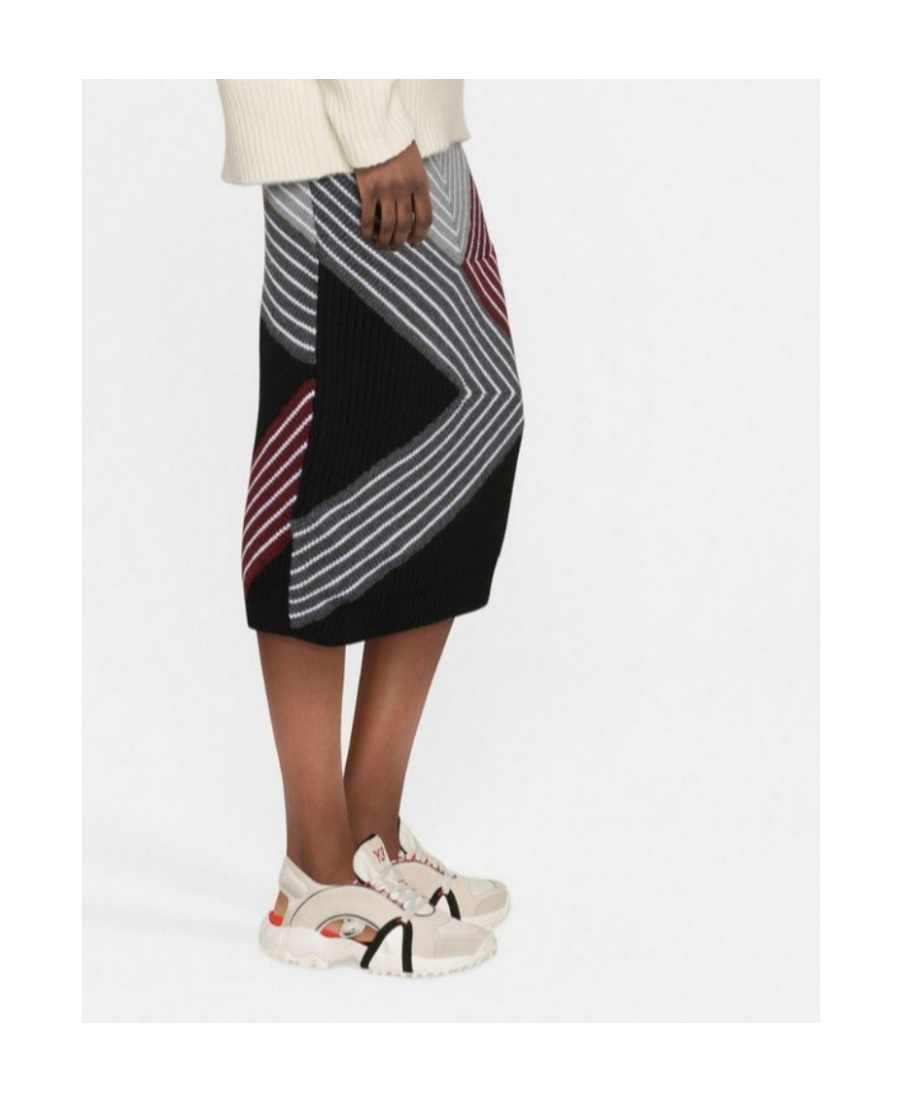 Stella Mccartney Stella By Stella Striped Patchwork Knit Midi Skirt In Black