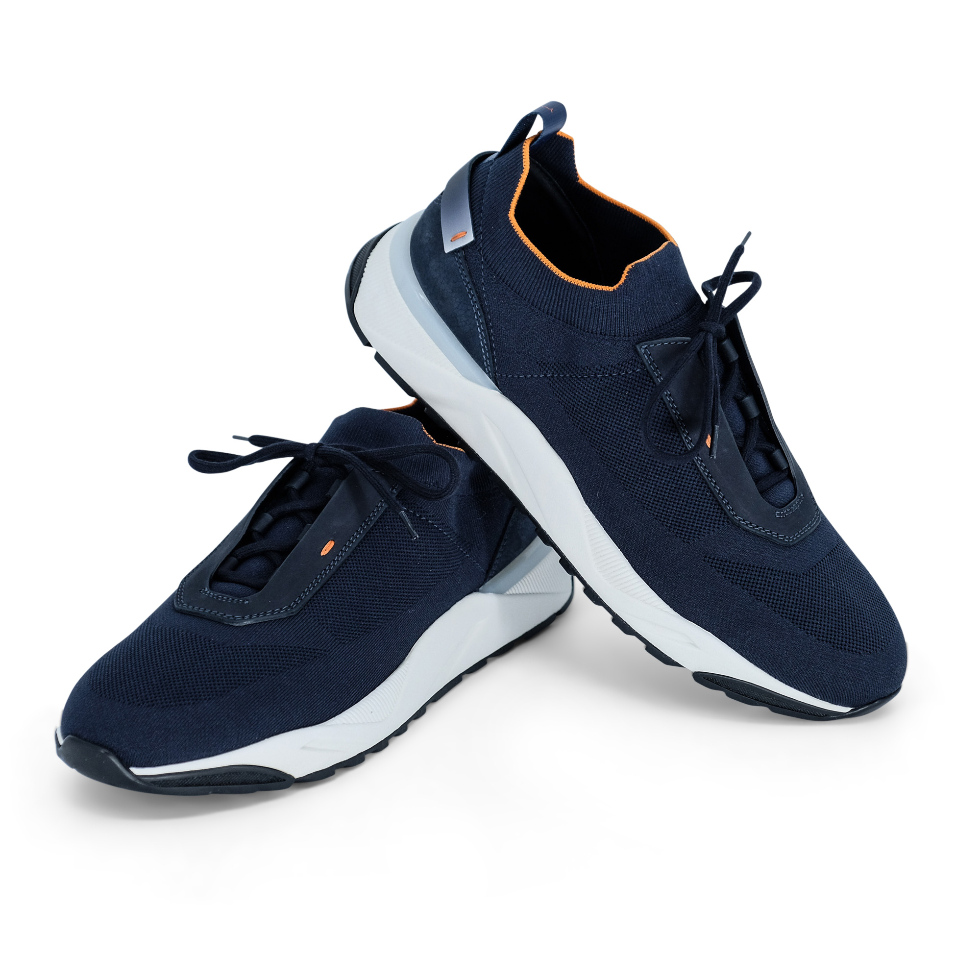 Santoni Knitted-upper Sneakers In Blue