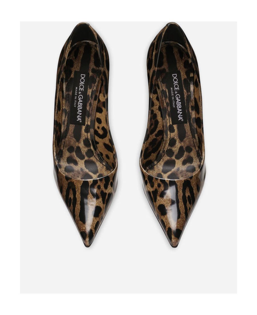 Dolce & Gabbana Printed Glossy High-heeled Shoes In Black