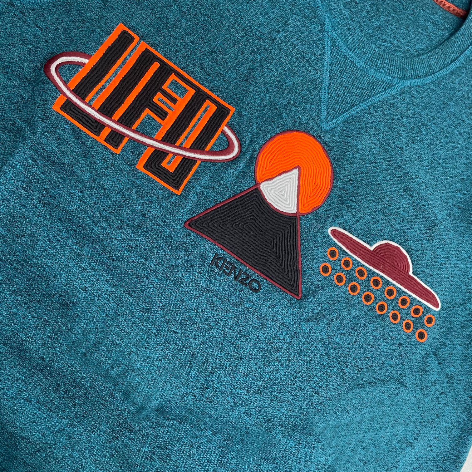 Kenzo Round Collar Ufo Sweater In Blue