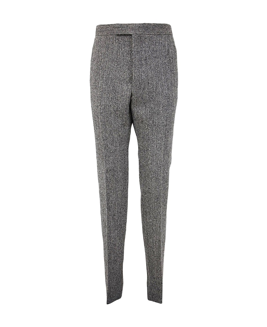 Thom Browne Straight-leg Wool Trousers In Gray
