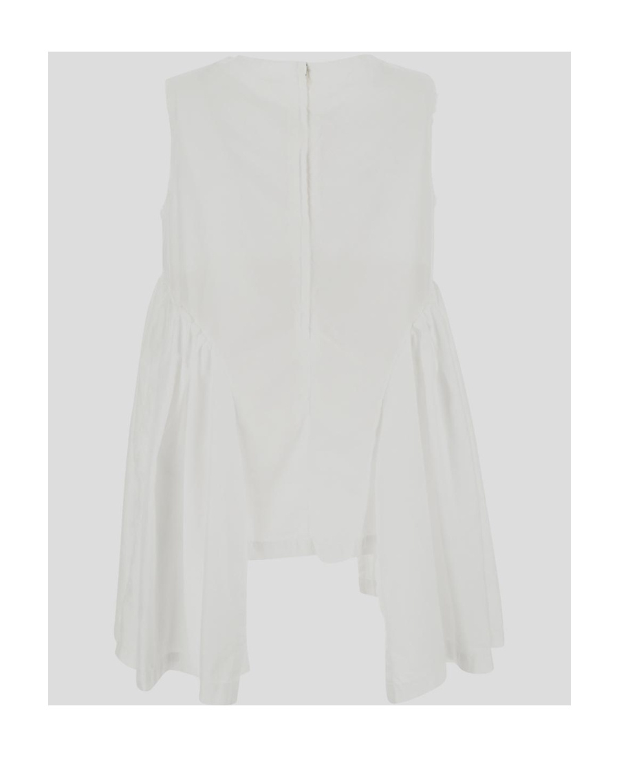 Comme Des Garçons White Pleated Insert Top In White