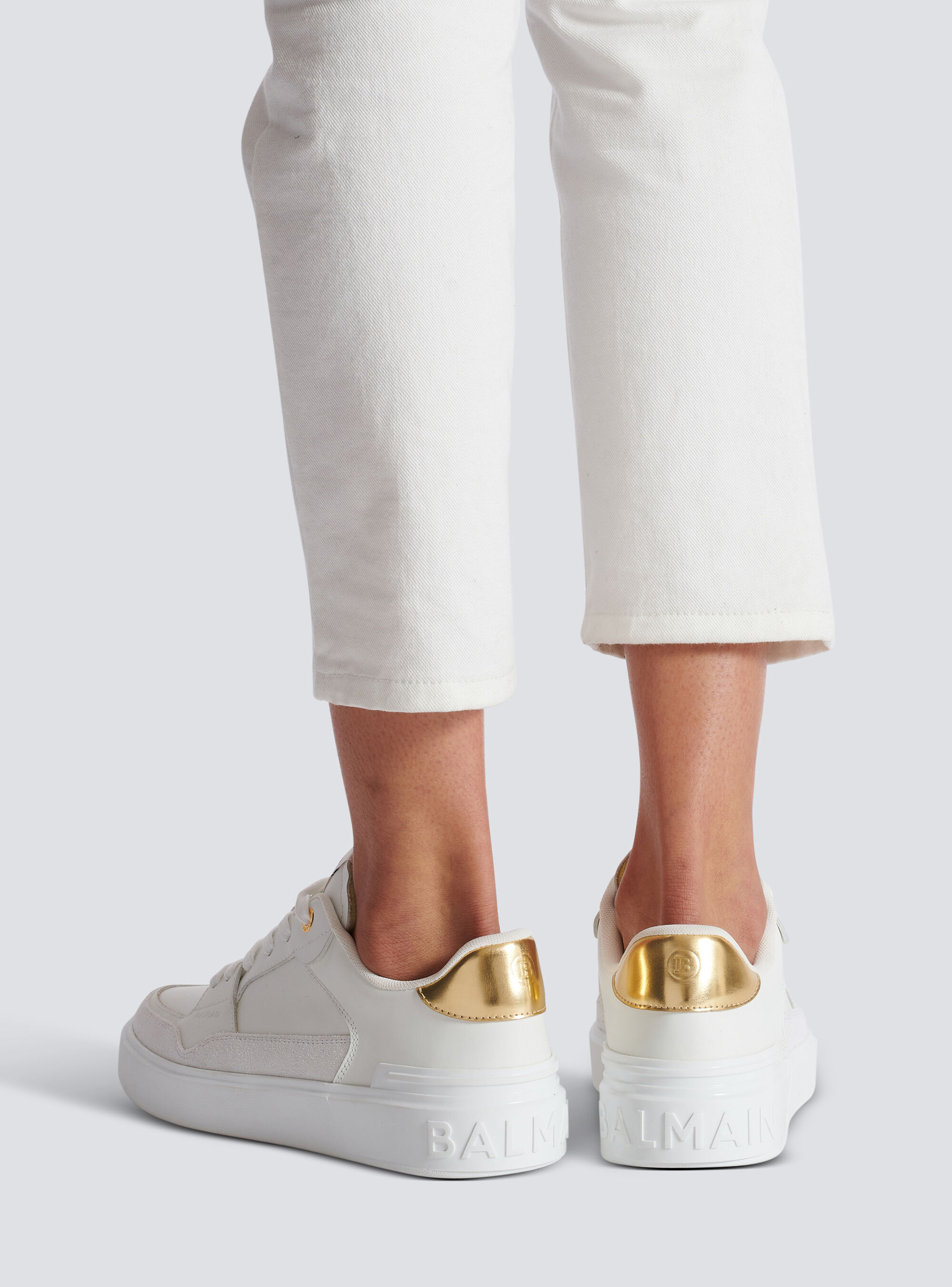 Balmain B-court Flip Leather Sneakers - Women's - Leather In White