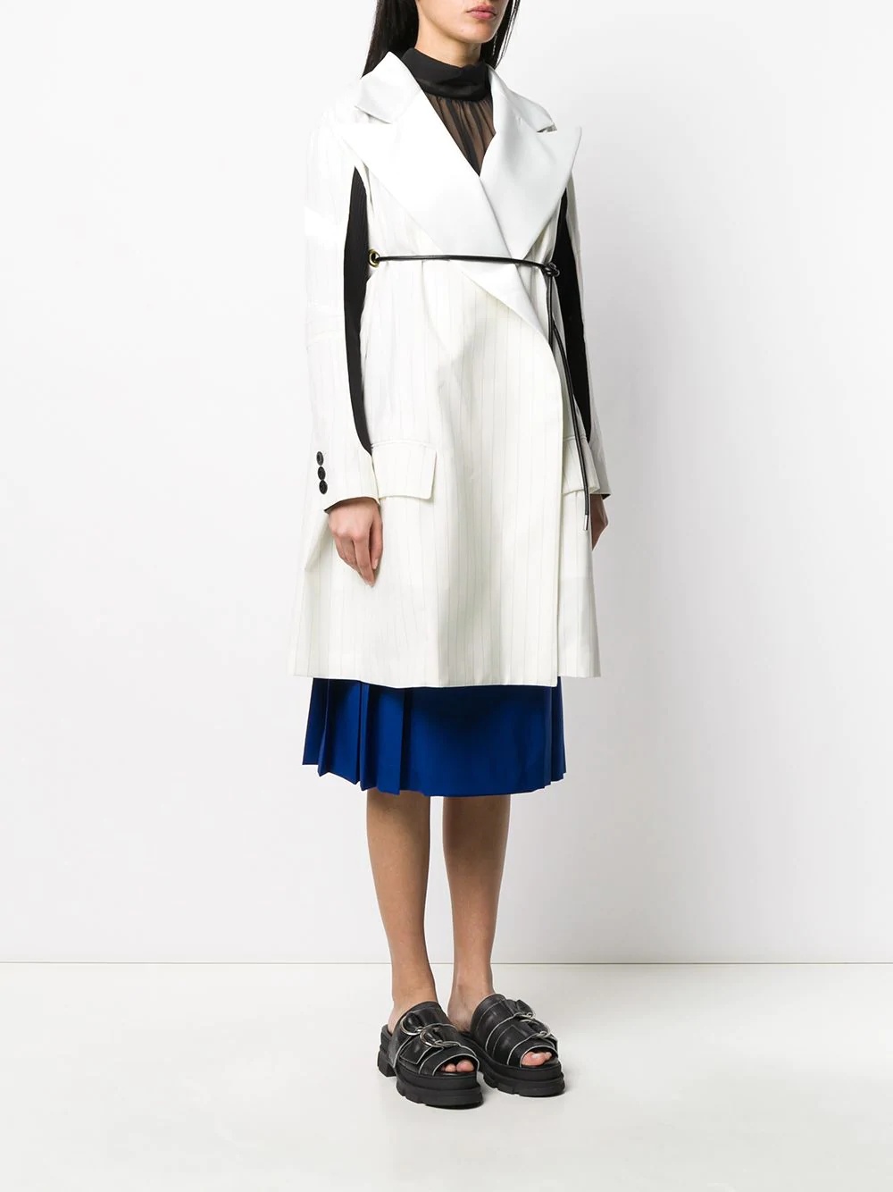 Shop Sacai Hybrid Contrast Panel Coat In White