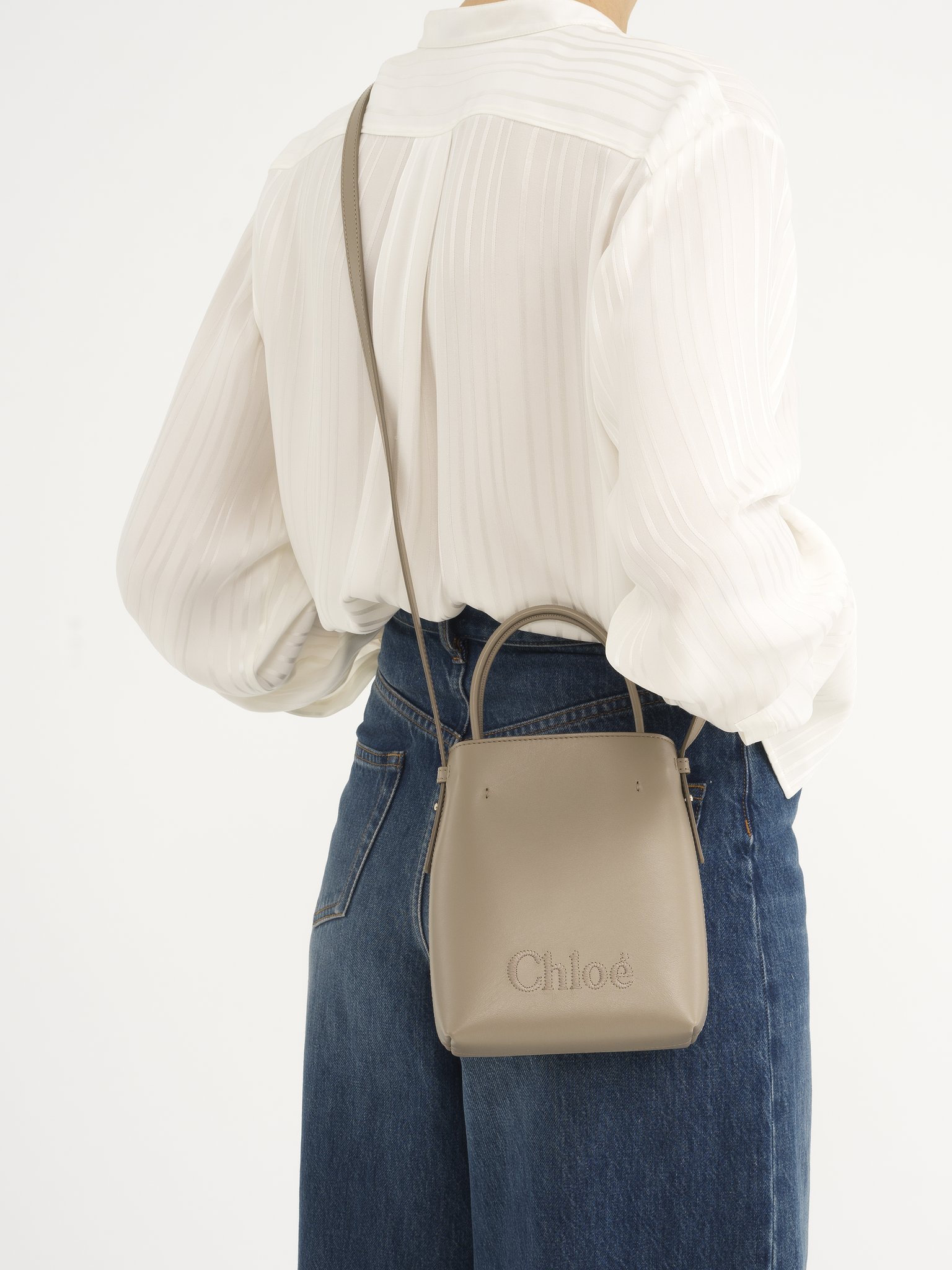 Chloé Micro Sense Tote Bag In Nude