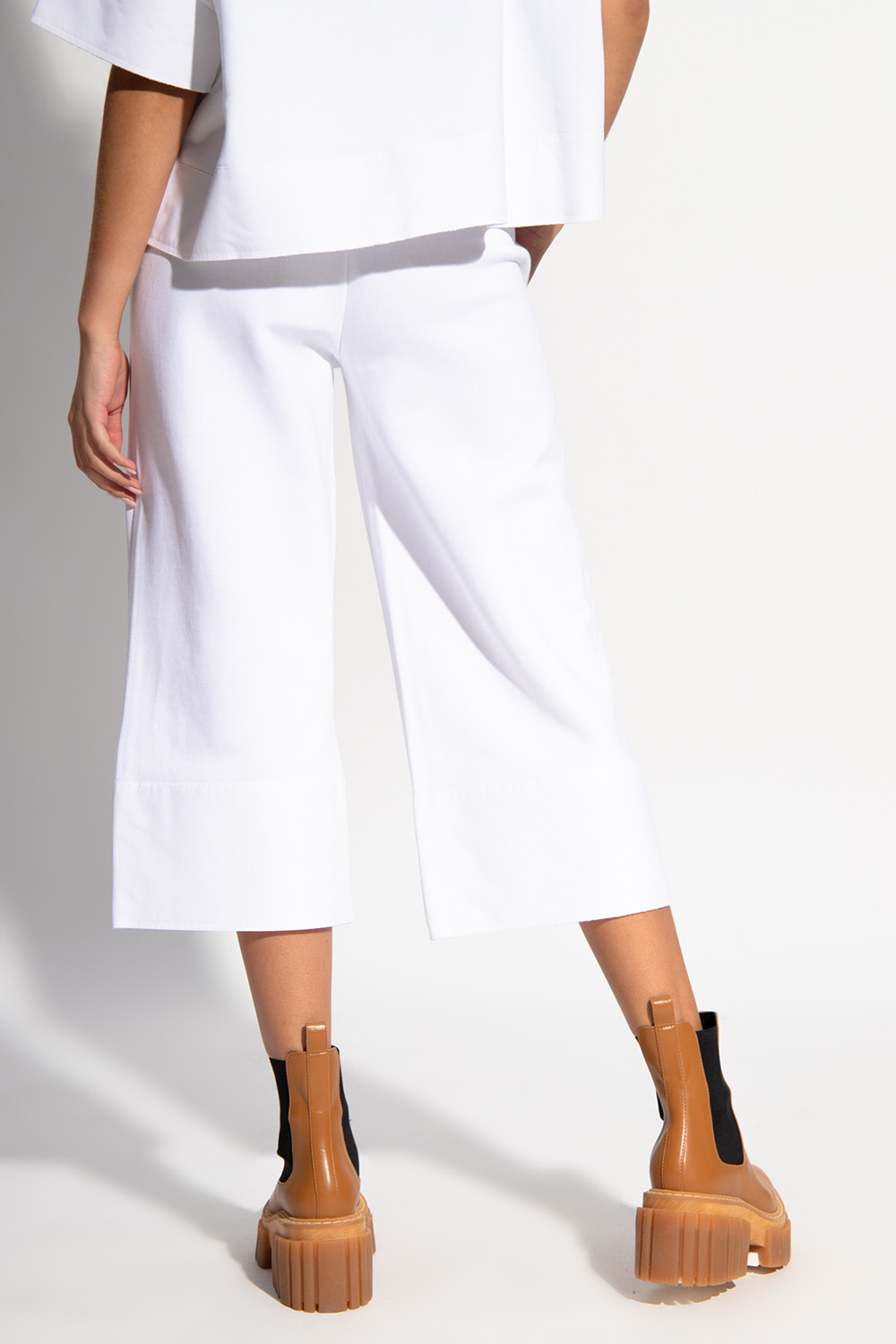 Stella Mccartney Cropped Kick-flare Trousers In White