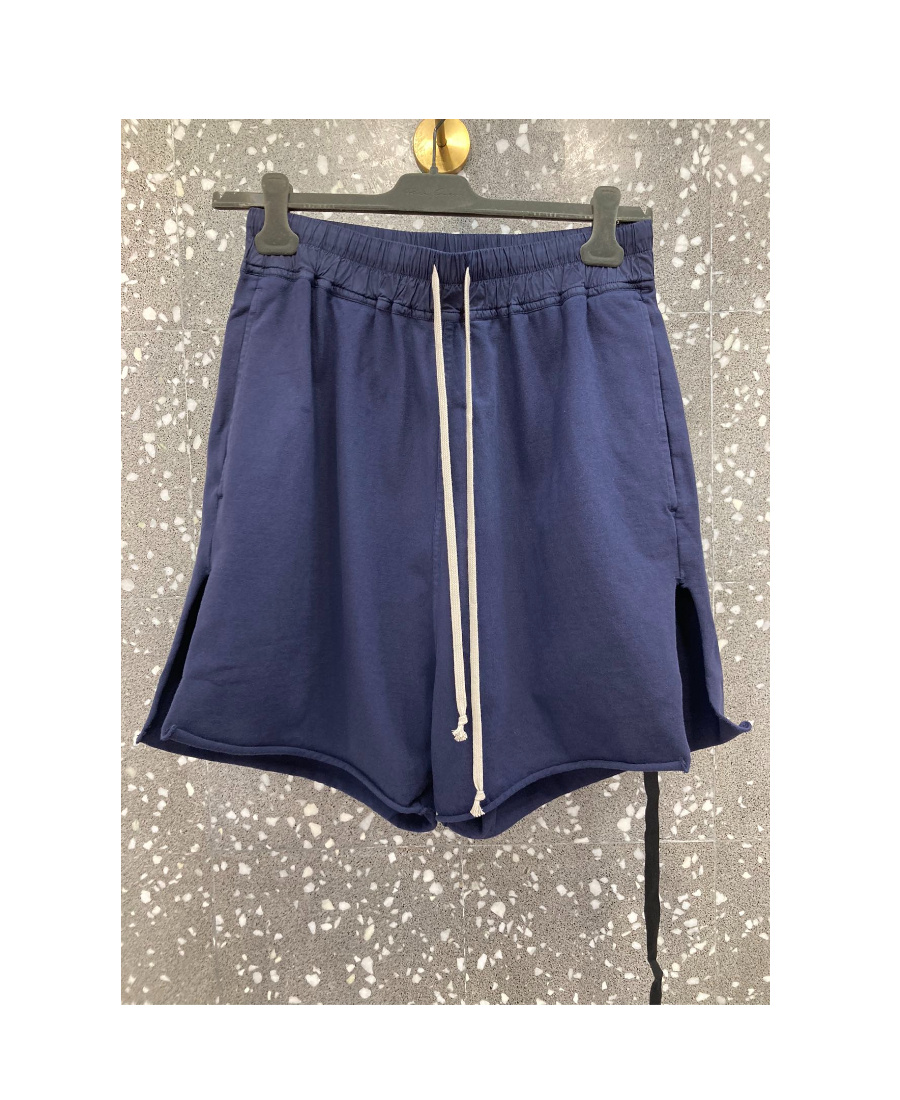 Rick Owens Drkshdw Raw-hem Drawstring Shorts In Blue