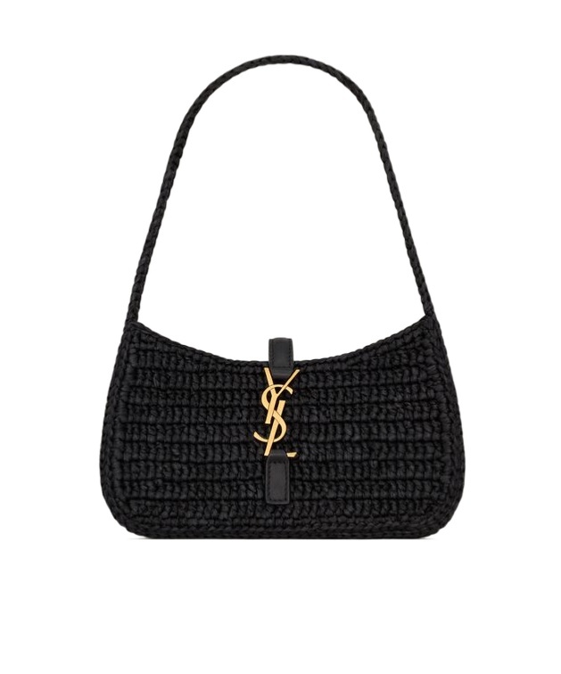 Saint Laurent Mini Le 5 À 7 In Raffia In Black
