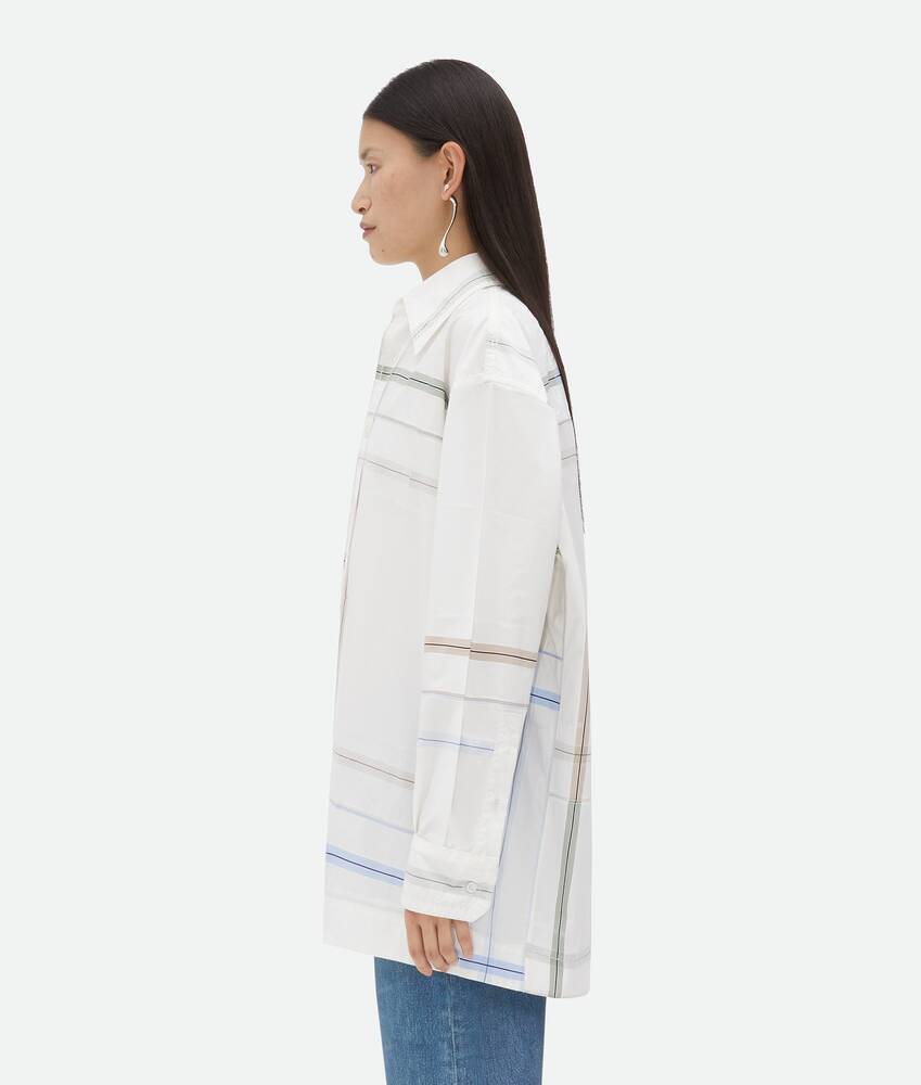 Bottega Veneta Womens White Blue Green Tau Checked Dropped-shoulder Relaxed-fit Cotton Shirt In White