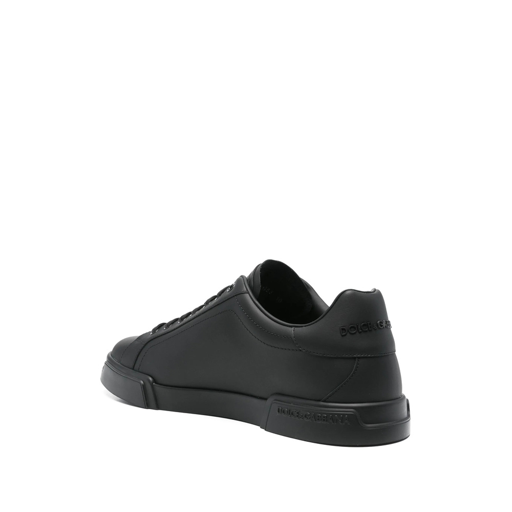 Dolce & Gabbana Portofino Light Black Sneakers With Logo Patch On The Tongue And Tonal Logo Lettering On The Heel In In Black