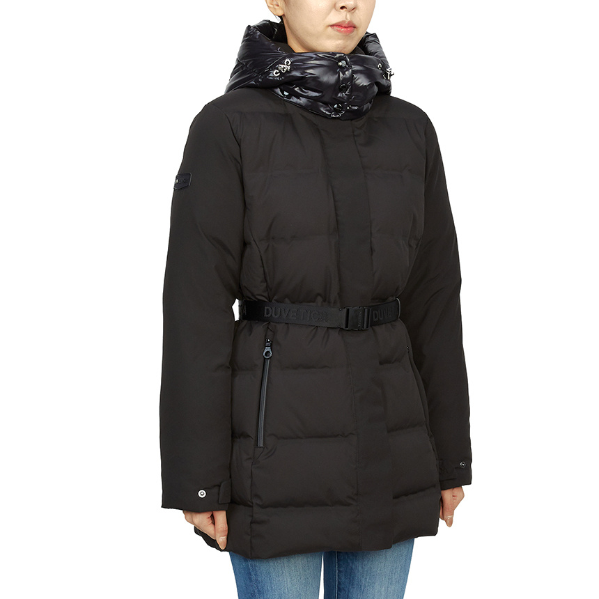 Duvetica Long-sleeved Hooded Down Jacket In Black