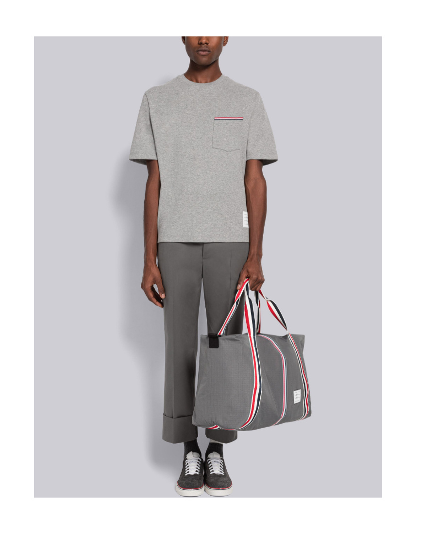 Thom Browne Tricolor Detail T-shirt - Grey In Gray