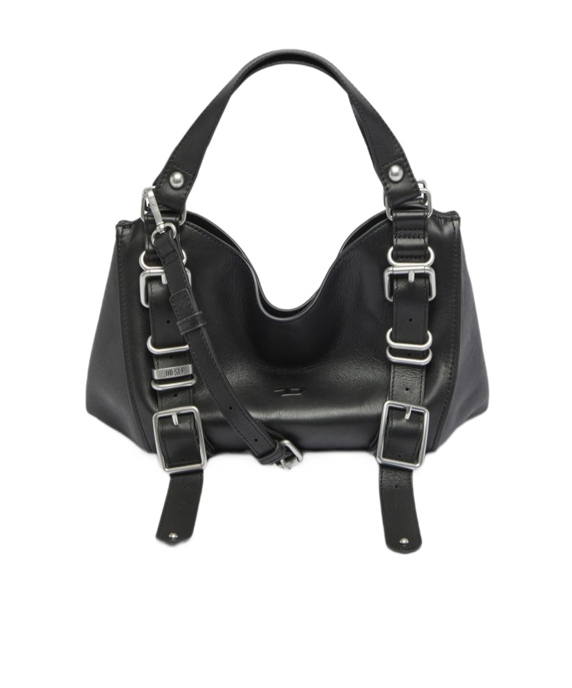 Diesel D-one-small Top-handle Bag In Treated Leather In Black