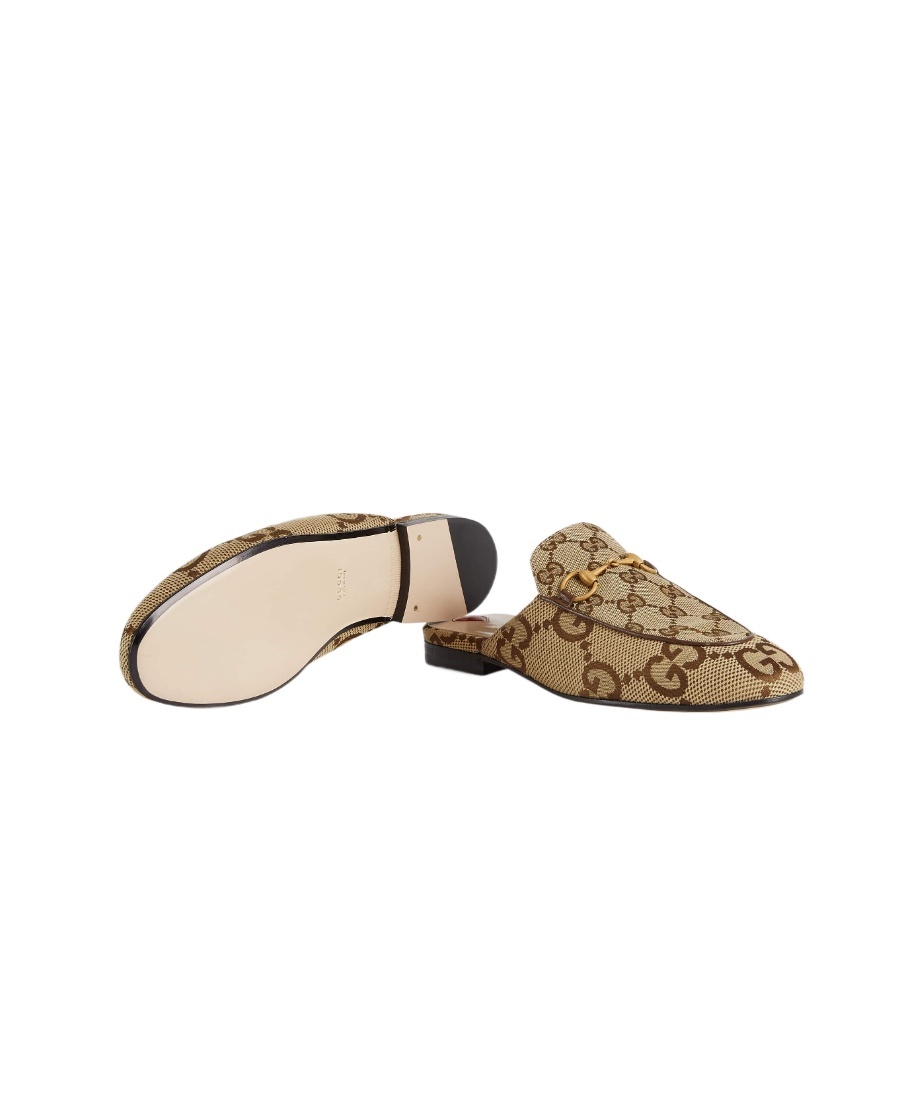 Gucci Princetown Gg Canvas Bit Loafer Mules In Nude