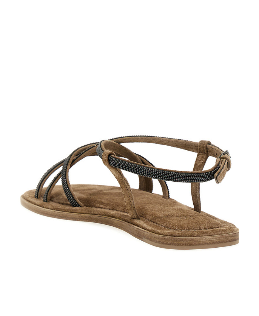 BRUNELLO CUCINELLI STRAPPY FLAT SANDALS 