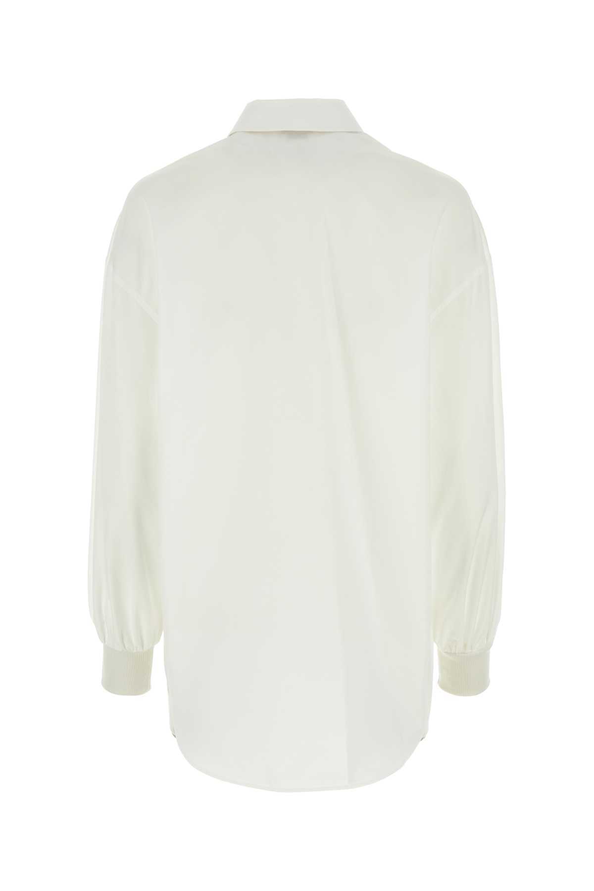 Alexander Mcqueen Cotton Poplin Shirt With Rounded Hemline In White