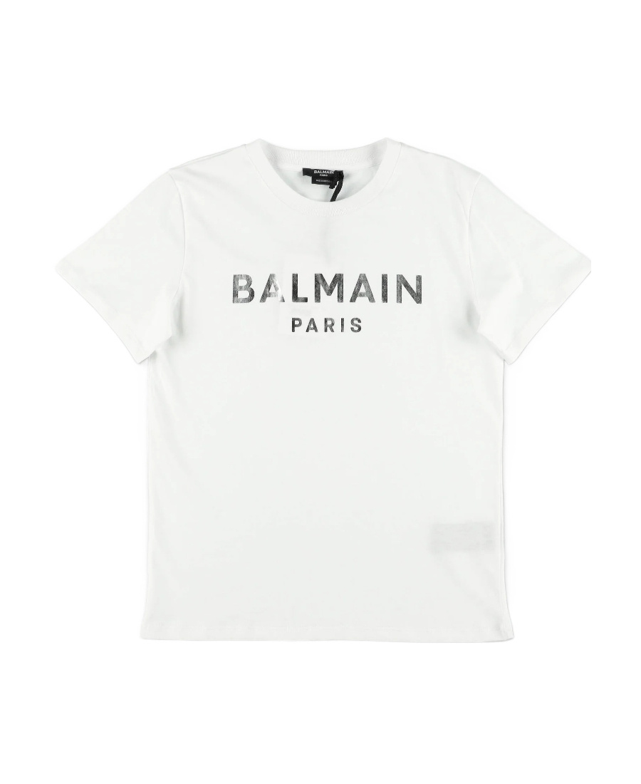 Balmain Metallic Logo-print T-shirt In White