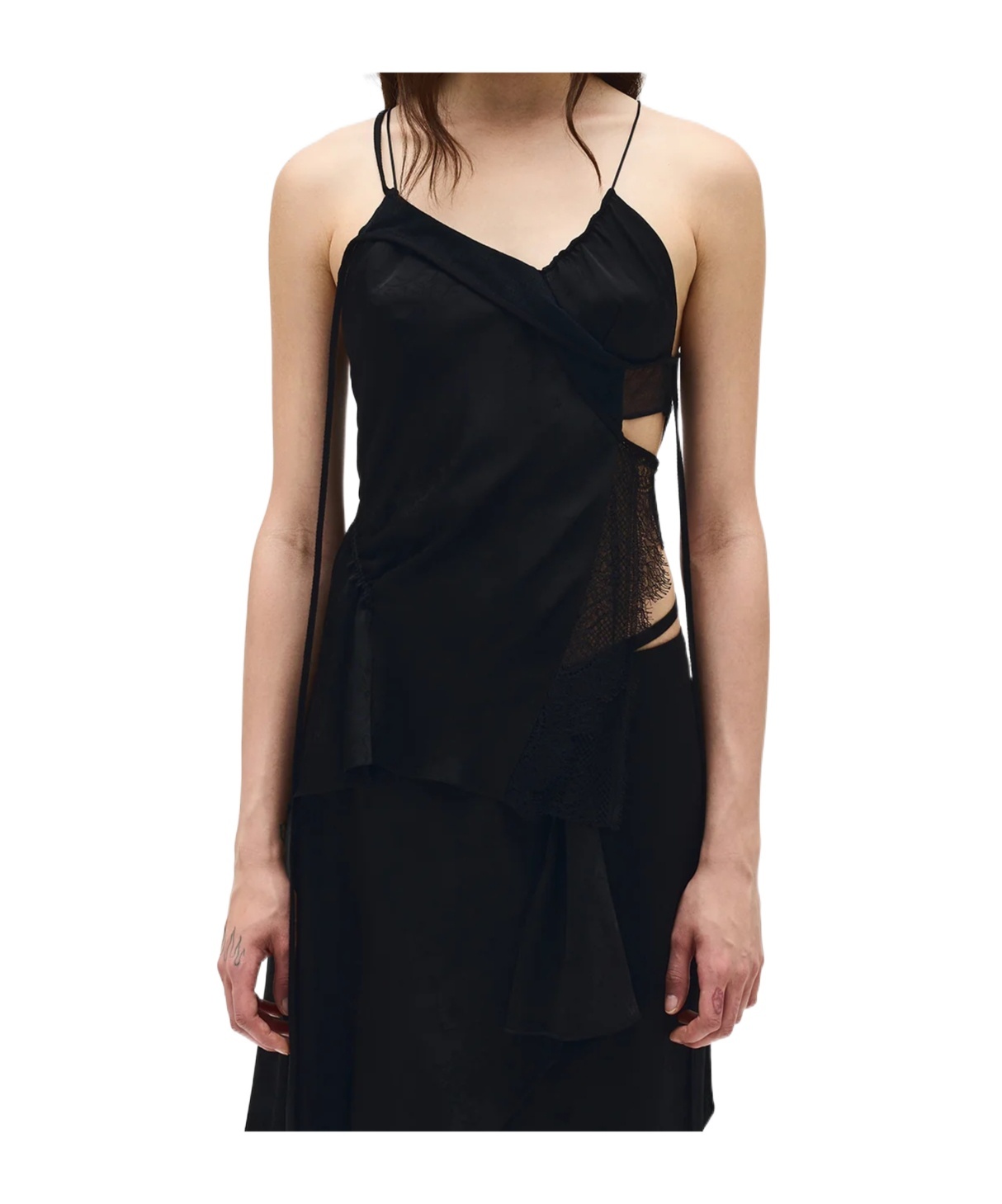 Ann Demeulemeester Vepa Ramage Jacquard Slip Top In Black