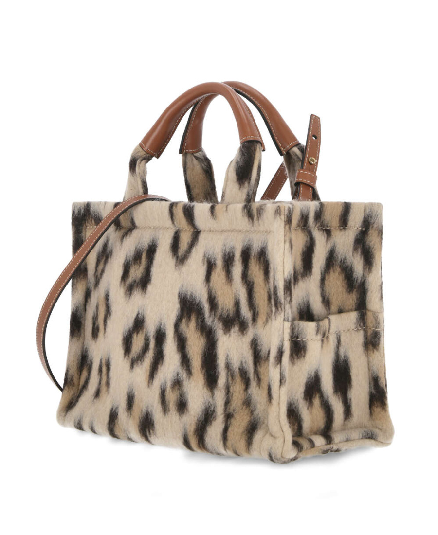 Celine Small Cabas Thais In Leopard Textile And Calfskin In Brown