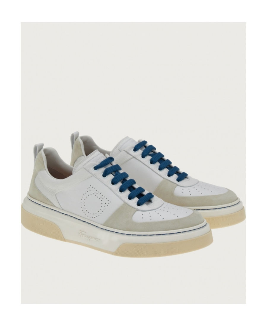 Ferragamo Perforated Logo Low Upper Board Shoes In White