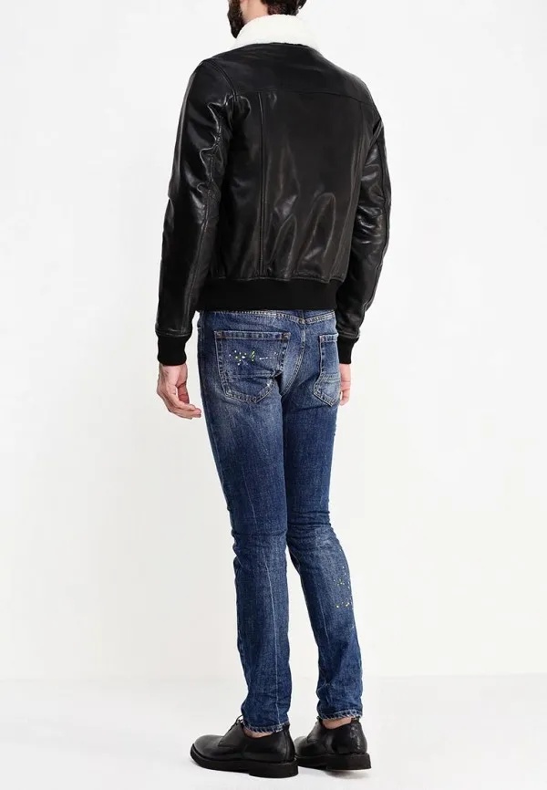 Just Cavalli Long-sleeved Leather Jacket In Black