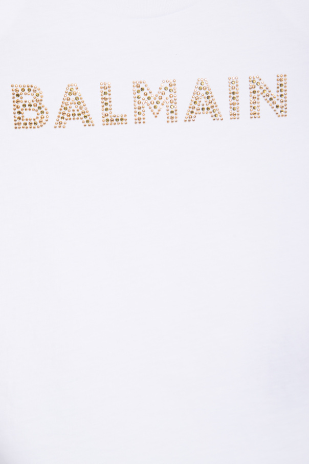 Balmain Logo-embellished Cotton T-shirt In White