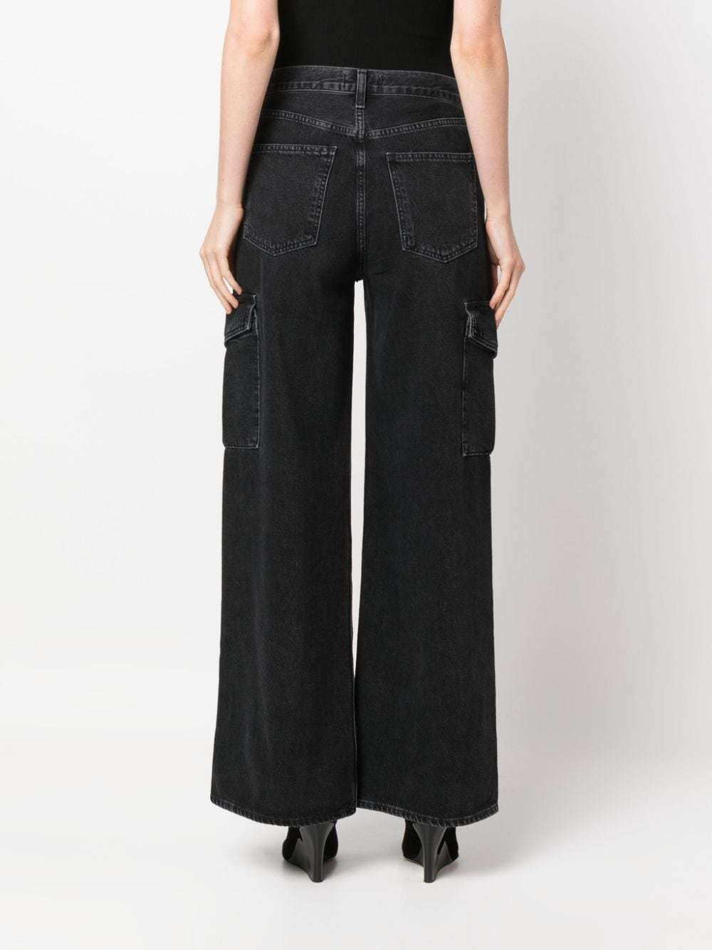 Agolde Wide-leg Cargo Jeans Featuring Belt Loops In Black
