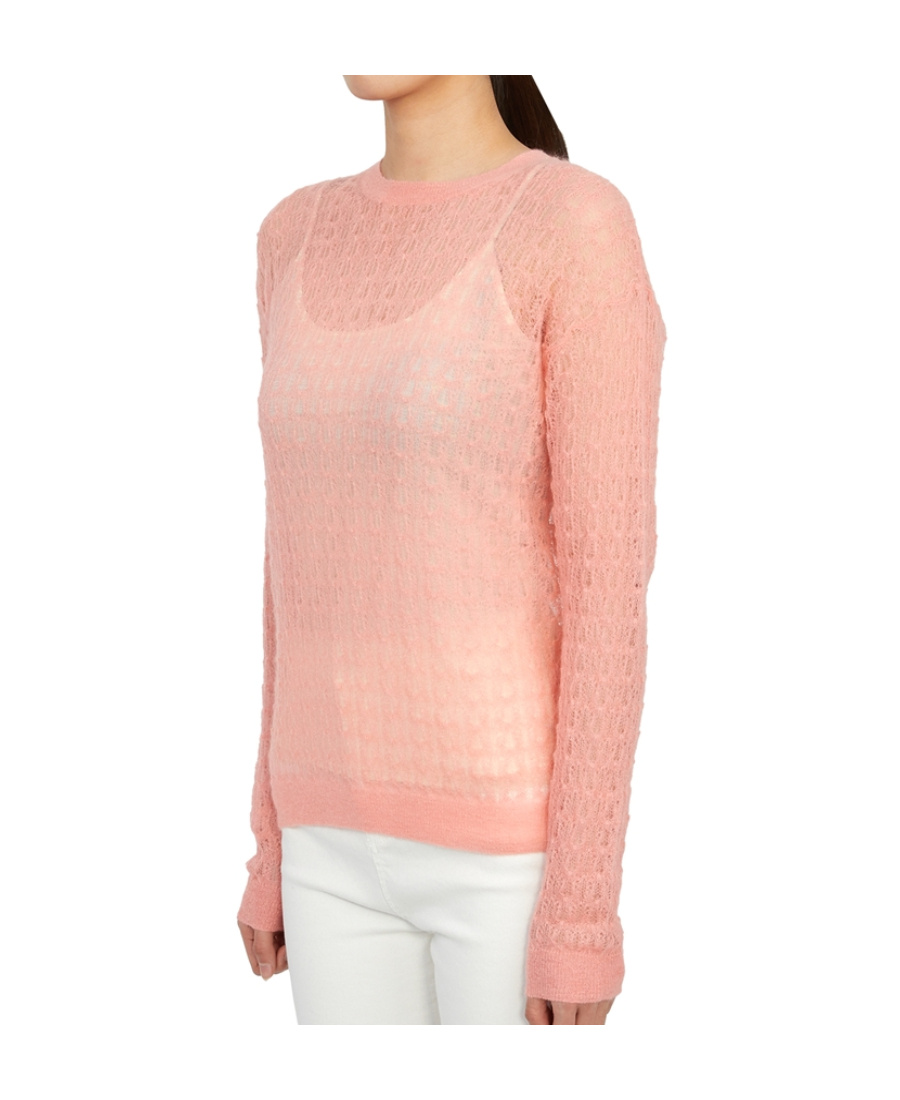 Max Mara Long-sleeved Round Neck Sweater In Pink