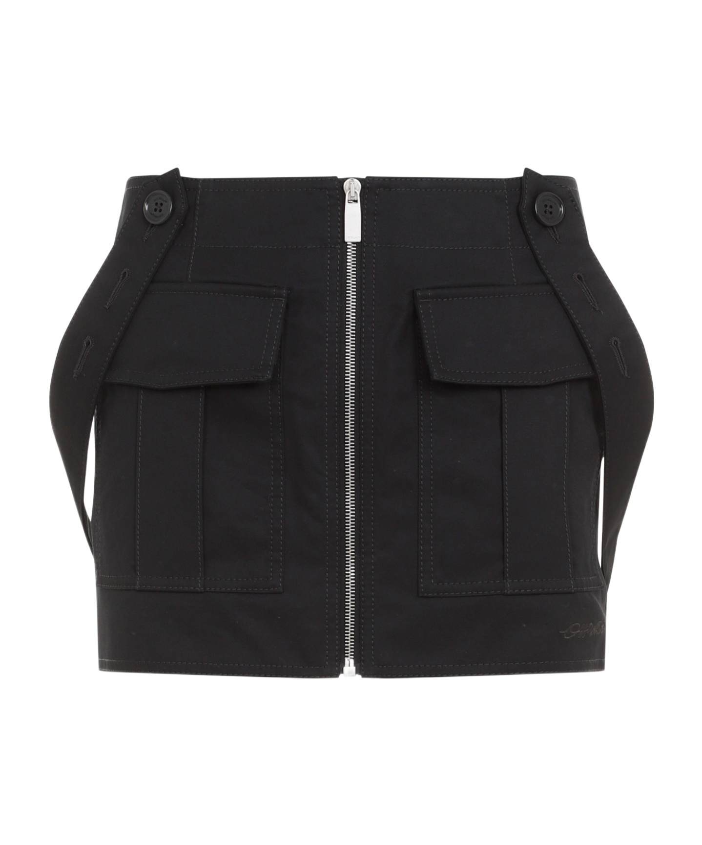 Off-white Zip-up Button Detailed Skirt In Black