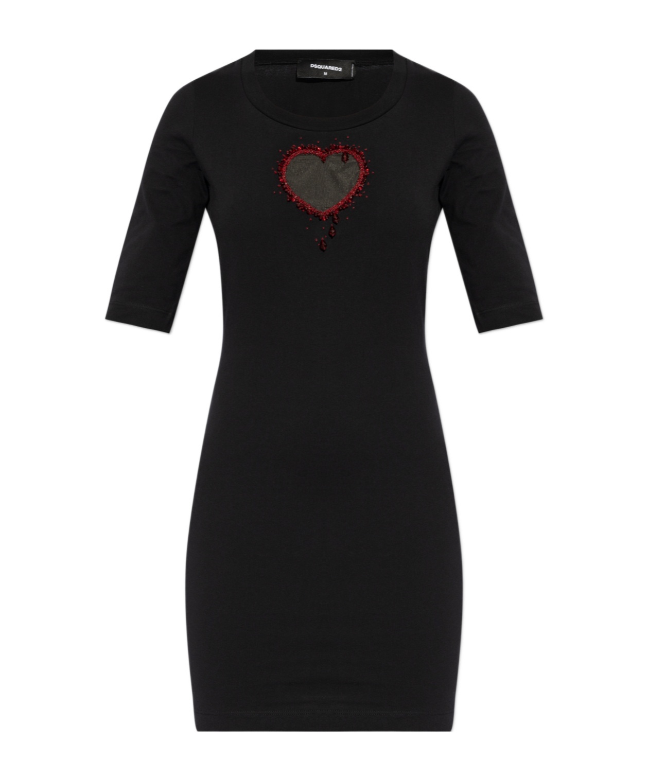 Dsquared2 Logo-embellished Cotton Mini Dress In Black