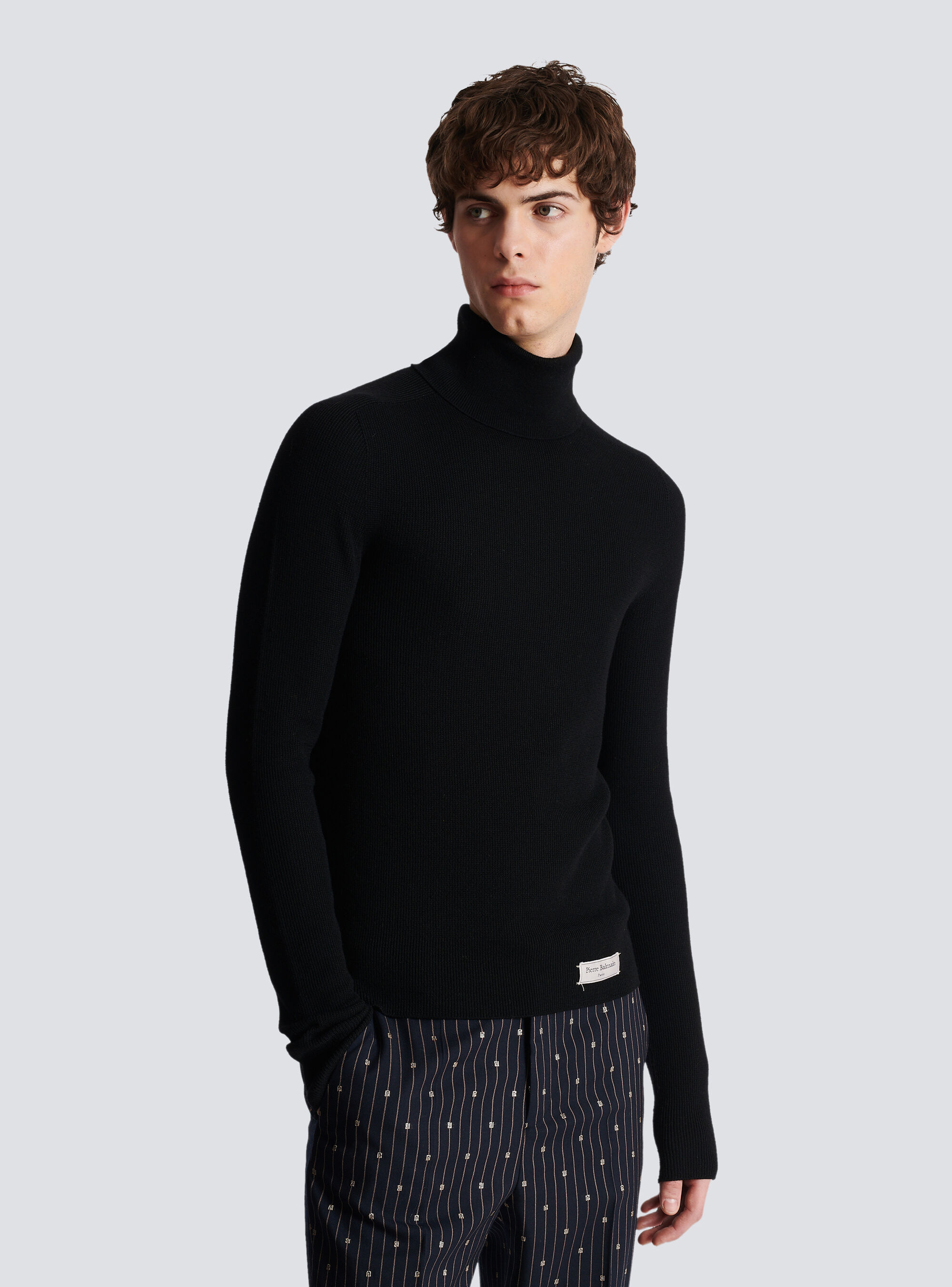Shop Balmain Pb Turtleneck In Black