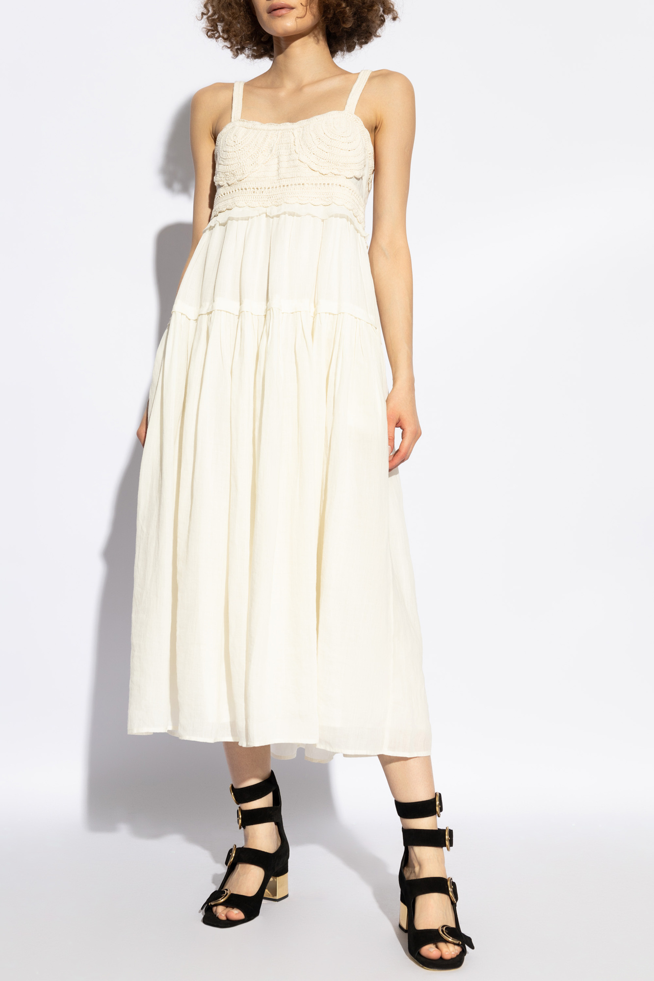 Ulla Johnson Panelled Midi Dress In White