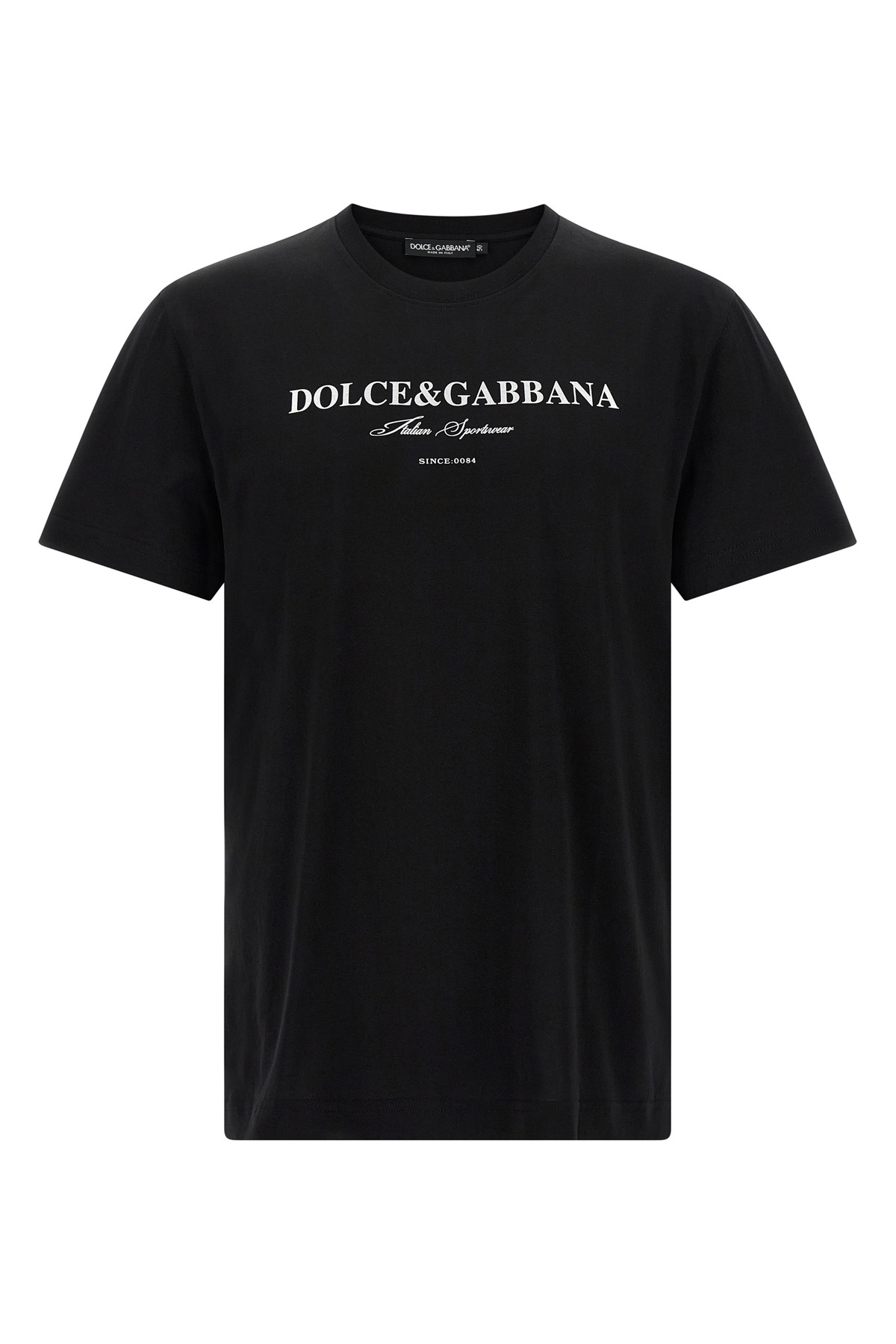 Dolce & Gabbana Graphic Crew Neck T-shirt With Short Sleeves In Black