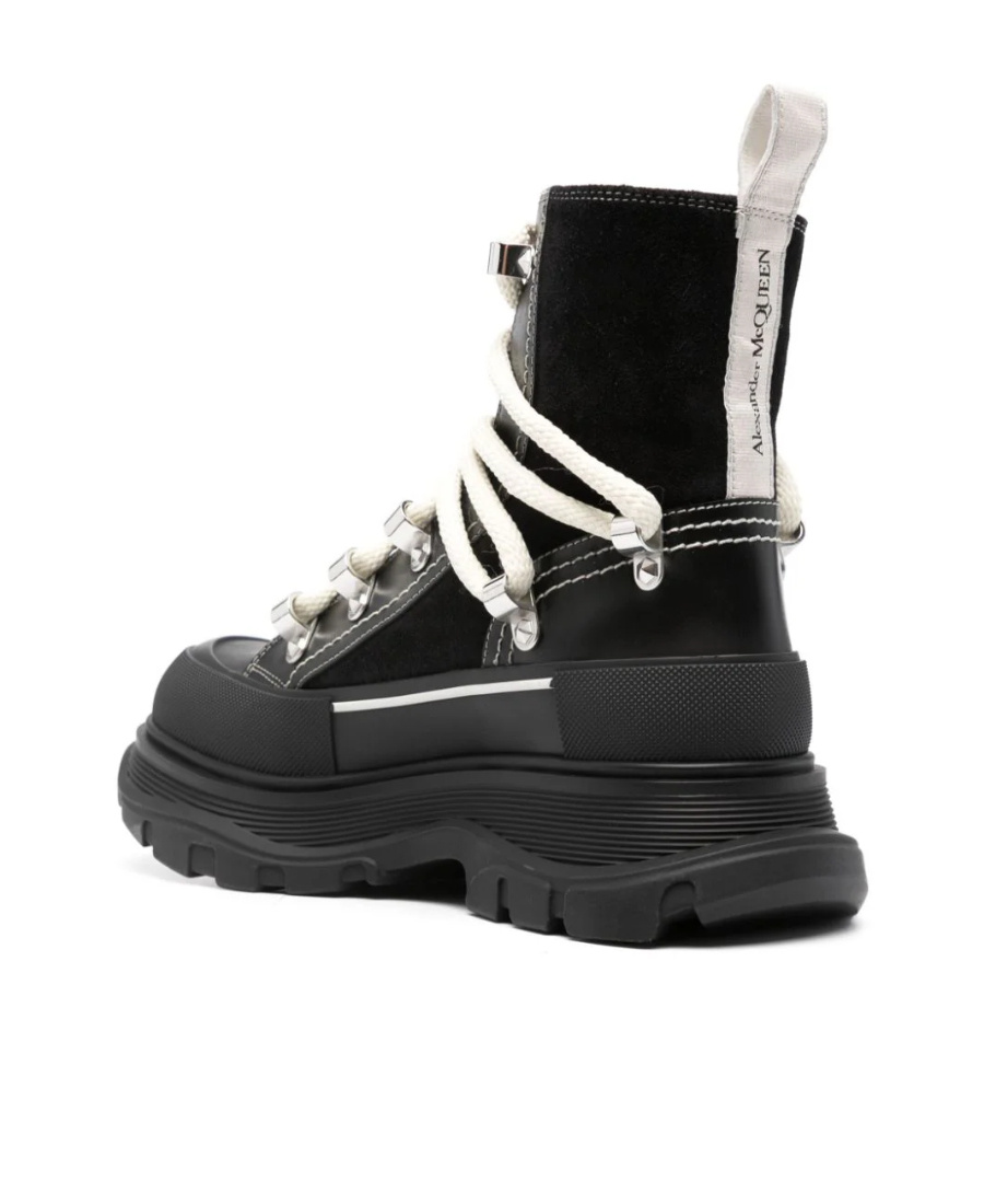 Alexander Mcqueen 50mm Lace-up Ankle Boots In Black