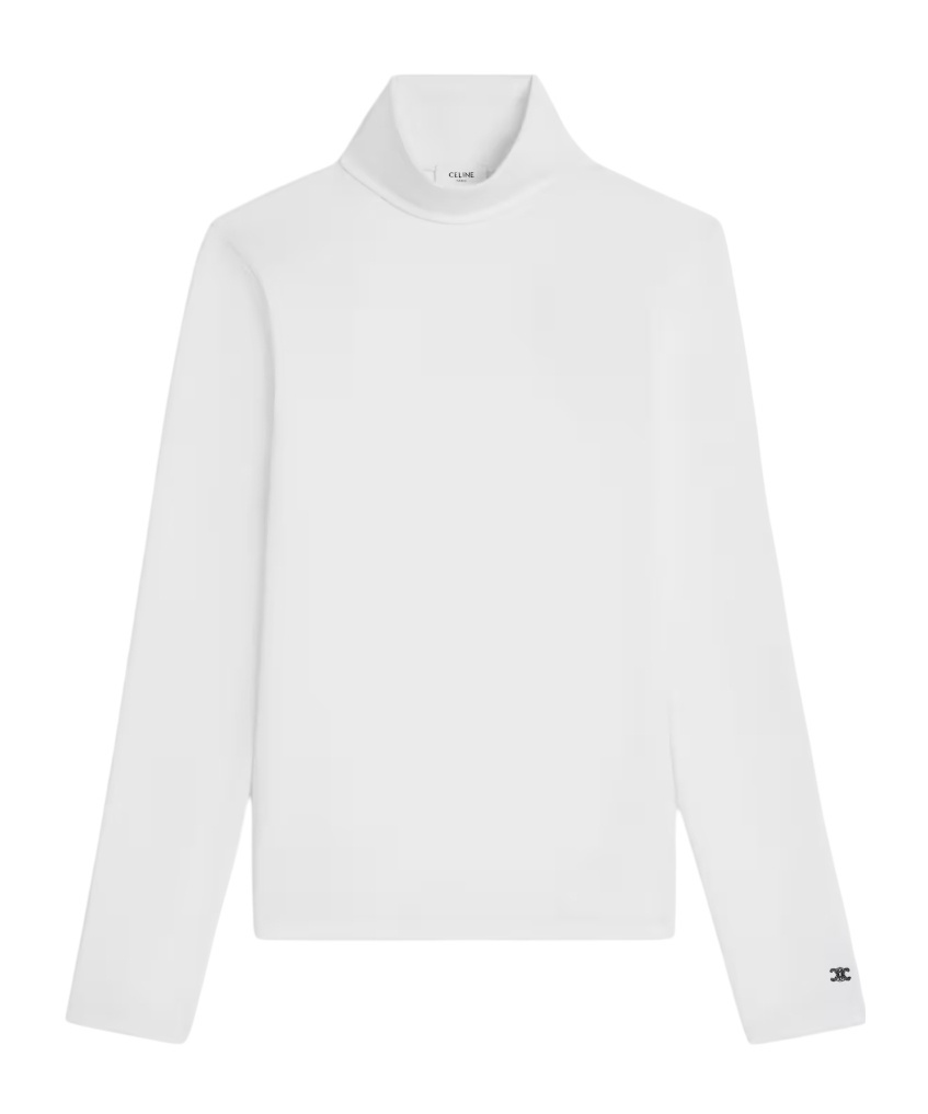 Celine High Neck Top In Athletic Cotton Jersey In White