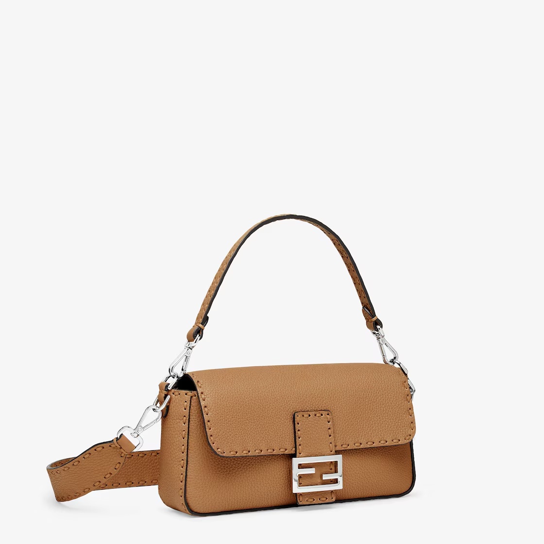FENDI COFFEE-COLOURED SELLERIA BAG WITH 612 HAND-SEWN STITCHES