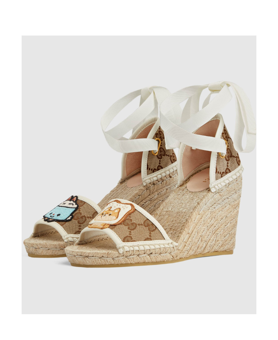 Gucci Gg Slope Heel Sandals In Nude