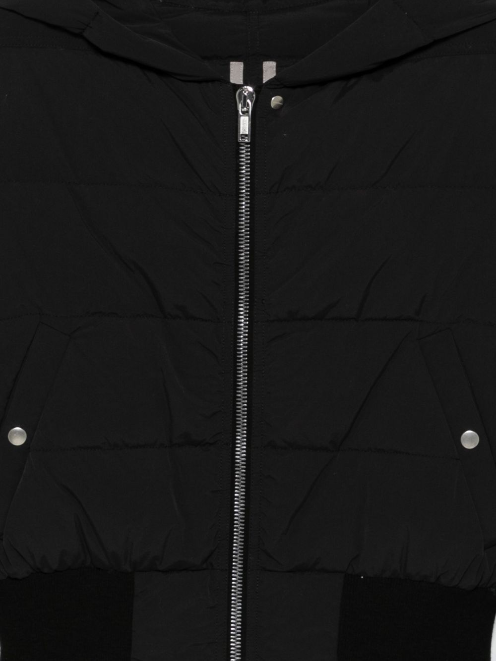 Rick Owens Hooded Quilted Down Jacket And Pockets In Black