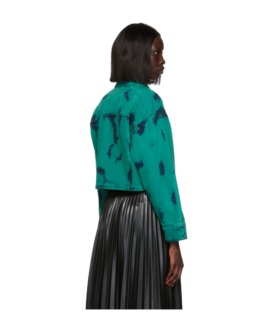 Msgm Ssense Exclusive Blue Denim Jacket In Green