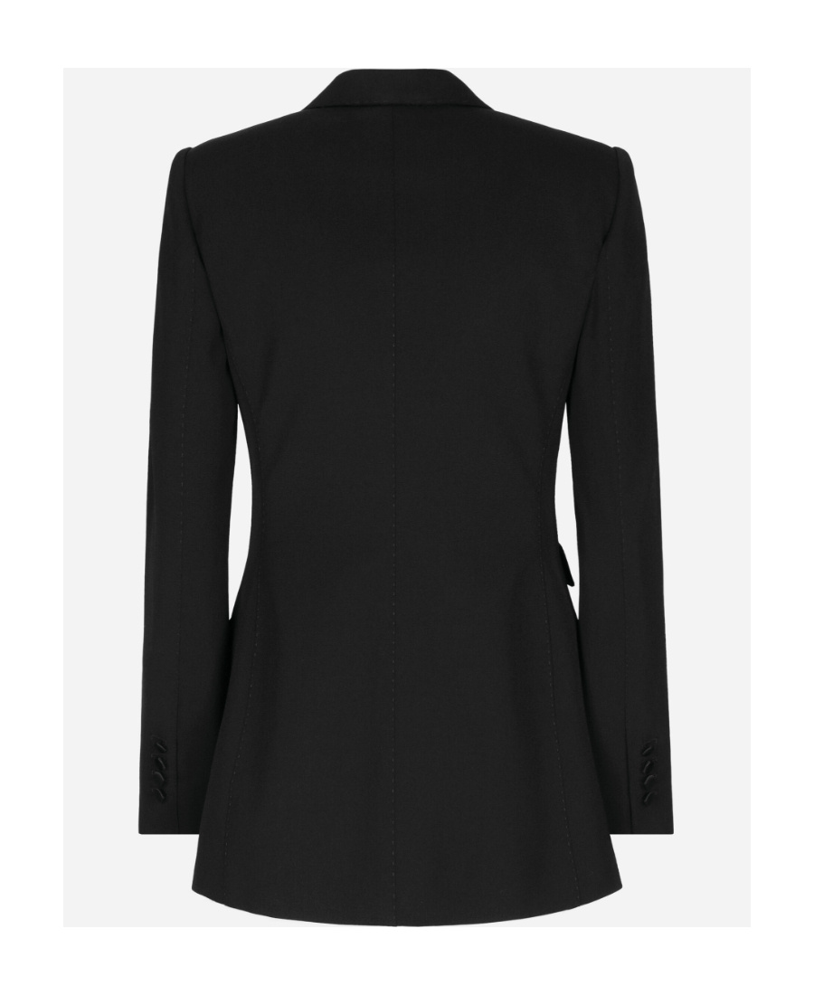 Dolce & Gabbana Double-breasted Jacket With Applied Flower In Black