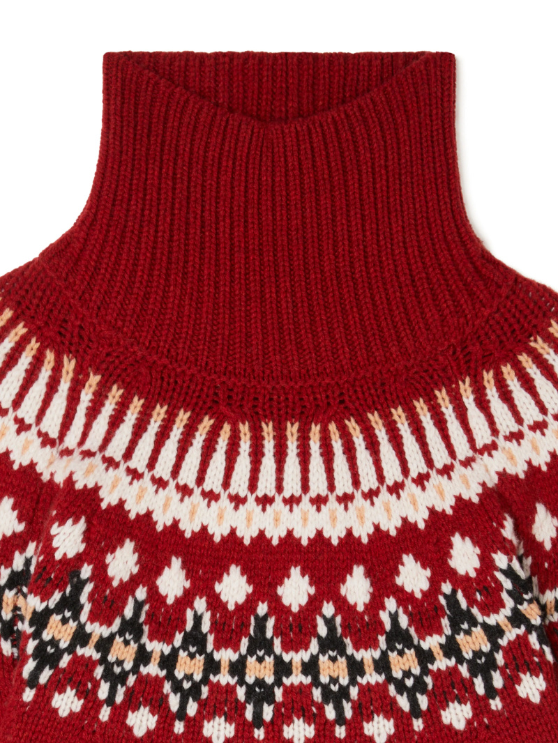 Alanui Intricately Patterned Red Turtleneck Sweater In Red