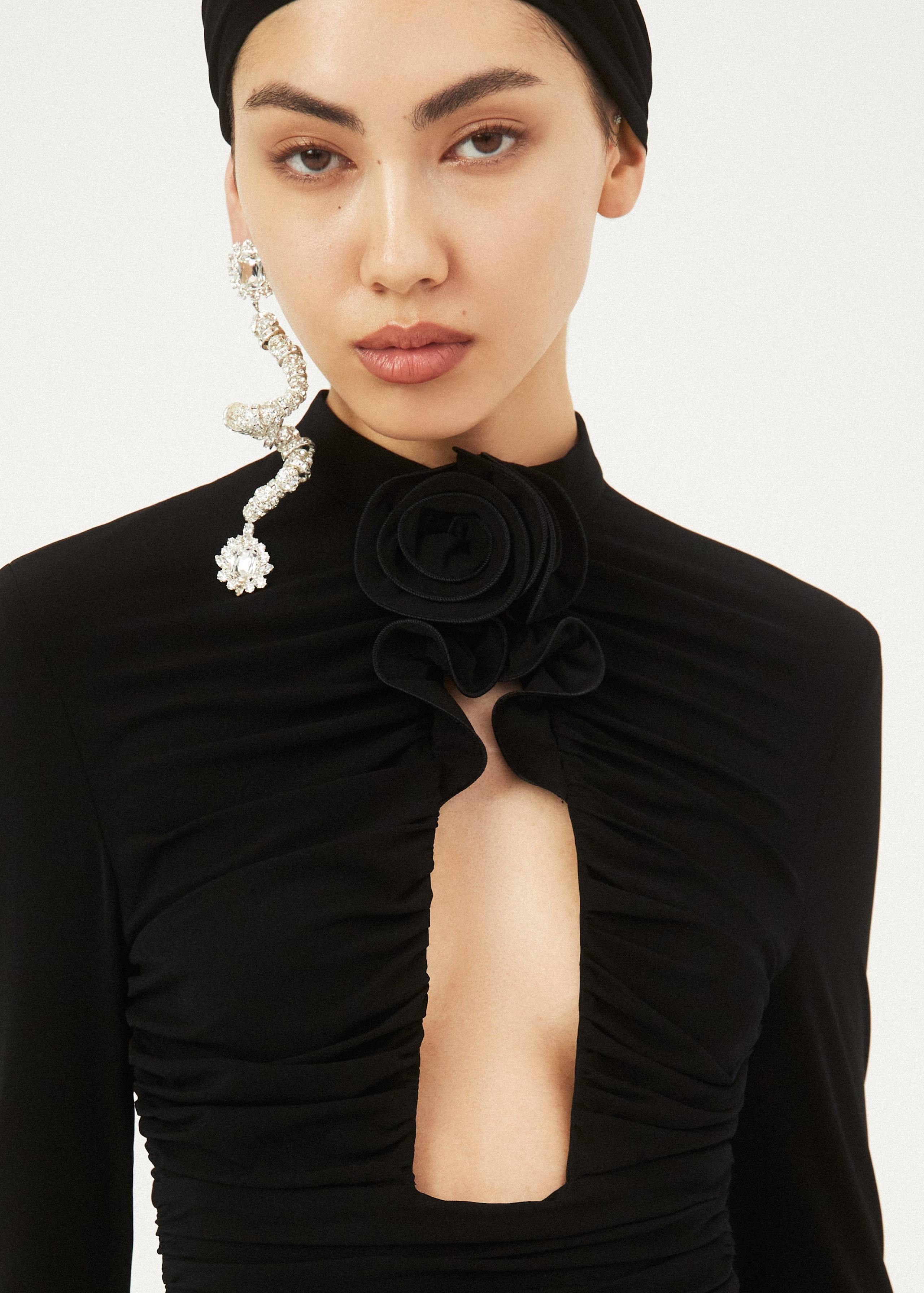 Magda Butrym Gathered High-neck Bodysuit In Black