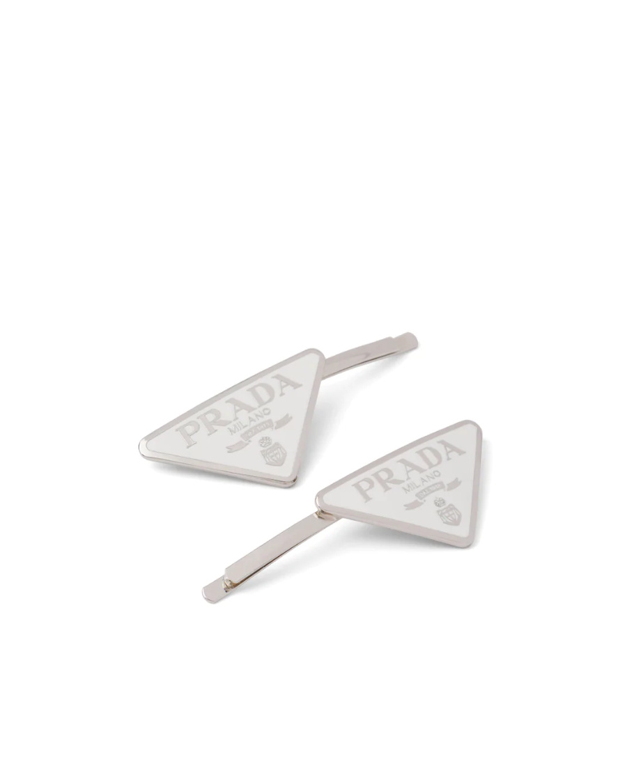 Shop Prada Metal Hair Clips In White