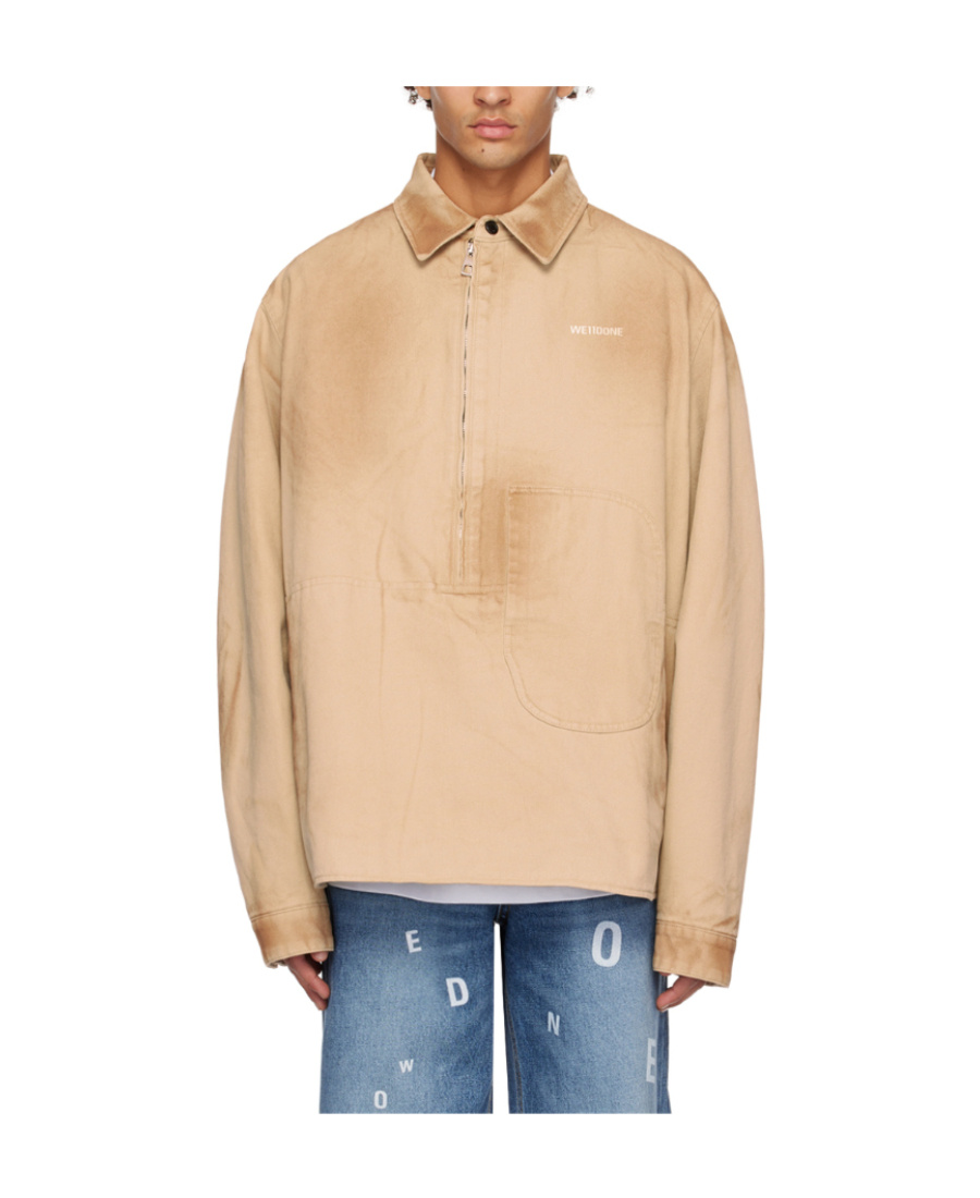 We11 Done Beige Washed Anorak Jacket In Nude