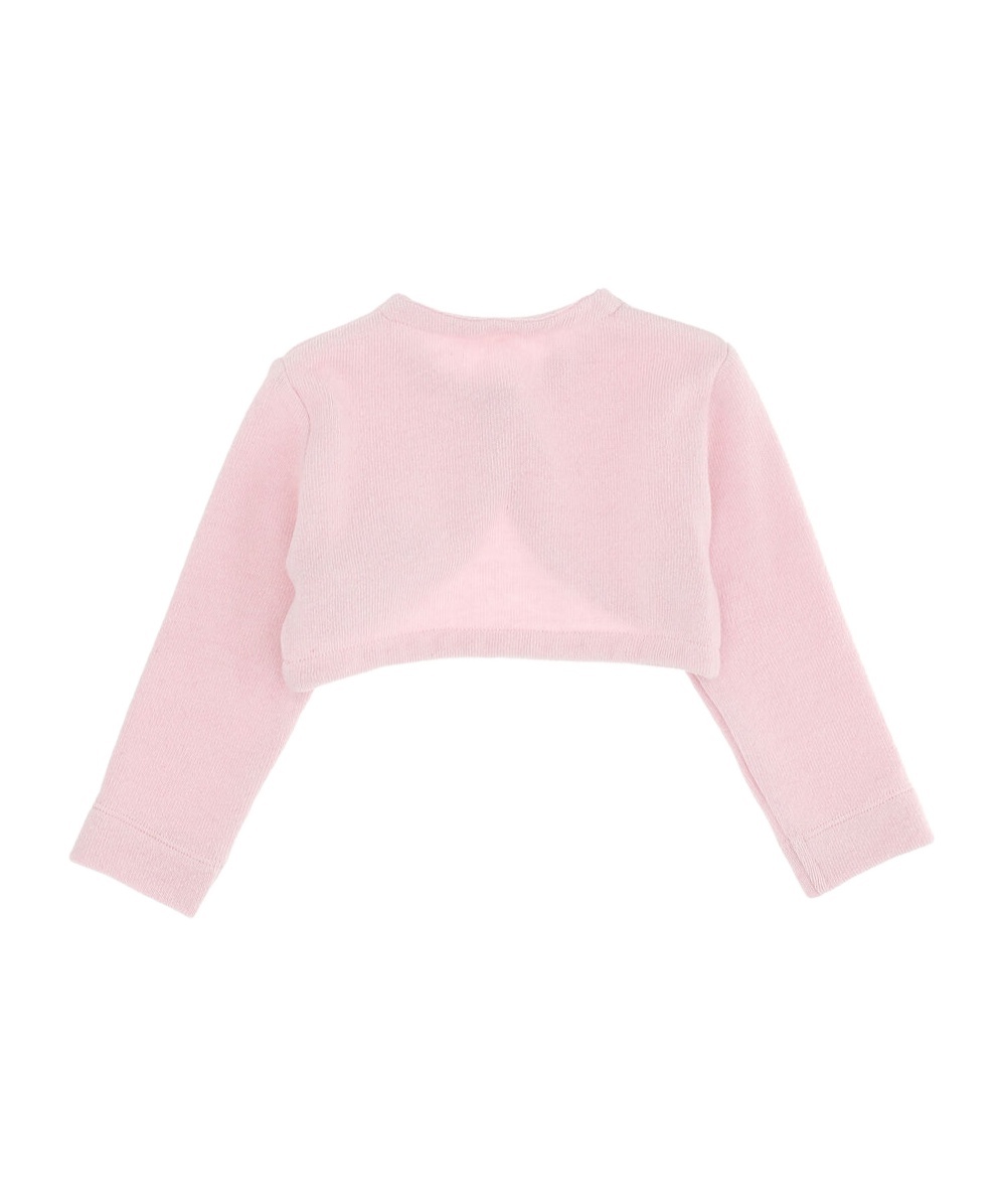 Monnalisa Cropped Knitted Cardigan In Pink