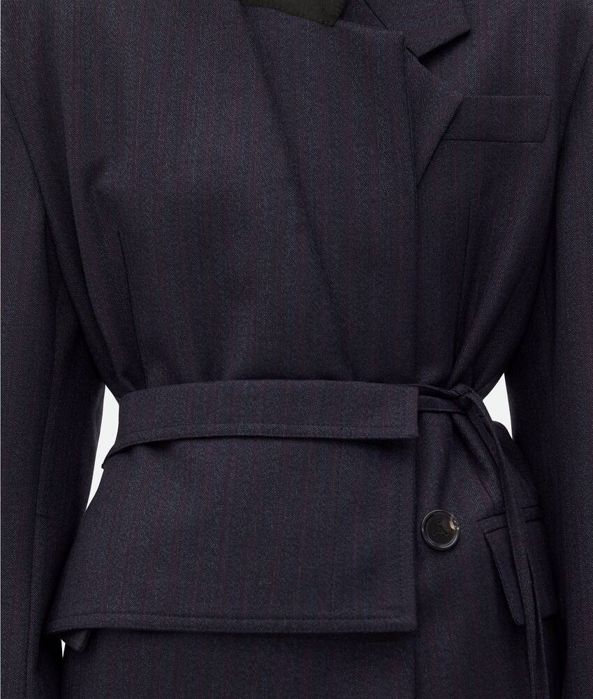 Shop Bottega Veneta Striped Wool Suit Coat In Black